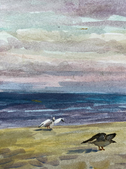 Gouache painting Seagulls