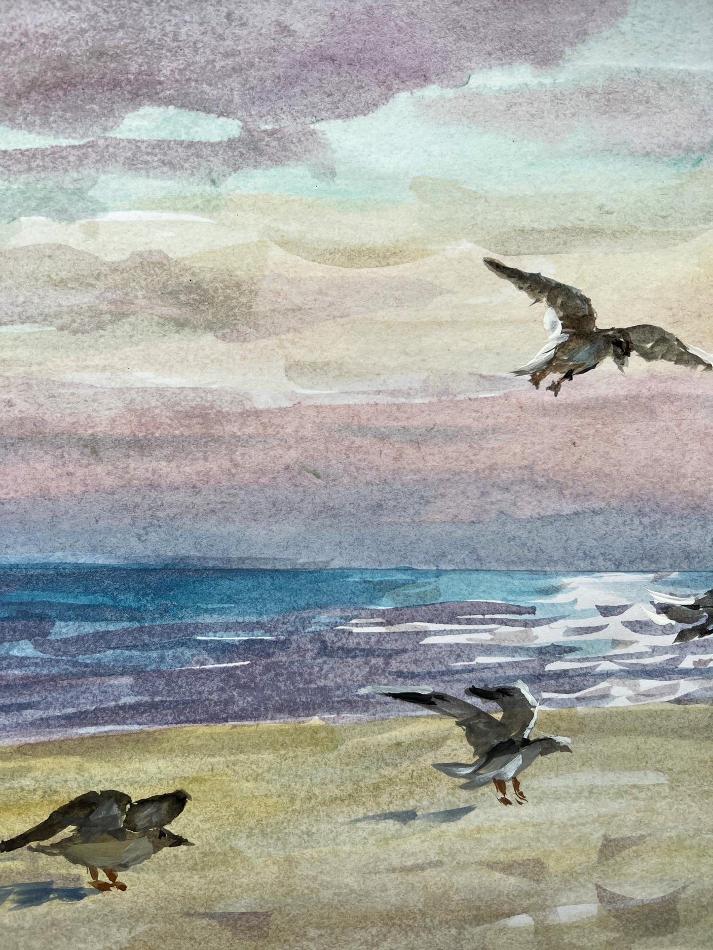 Gouache painting sea 