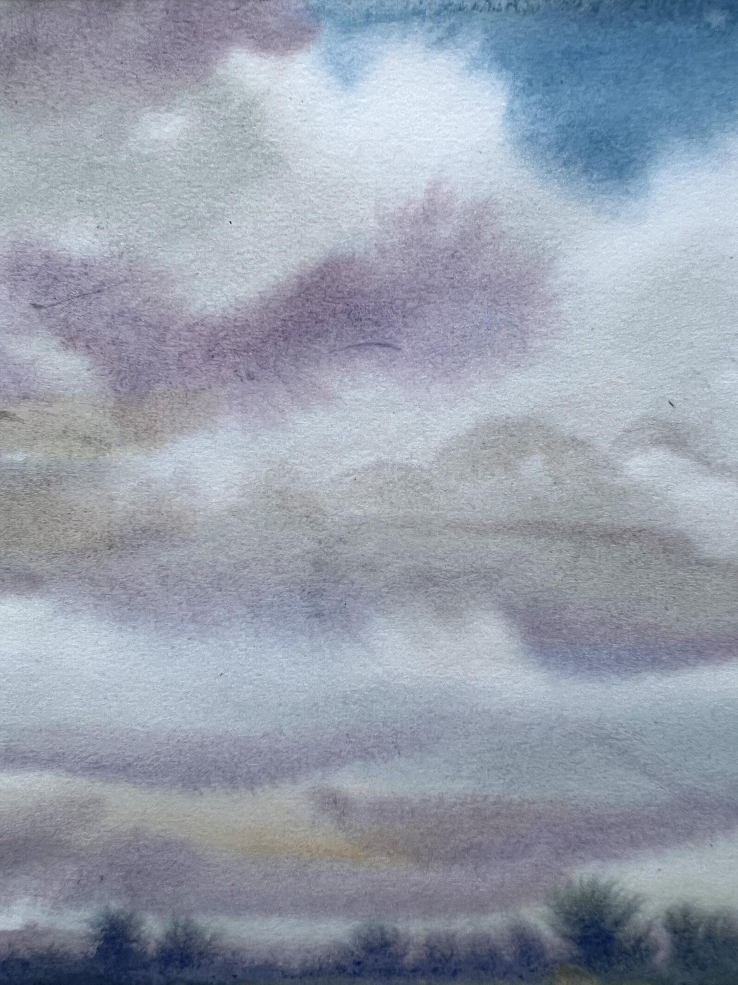 Watercolor painting Windy day 