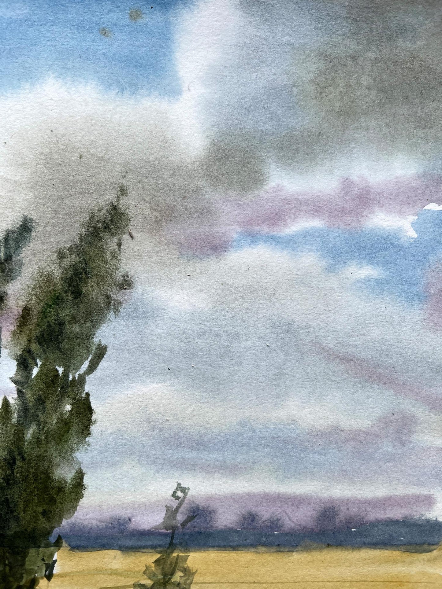 Watercolor painting Summer Nature Landscape 