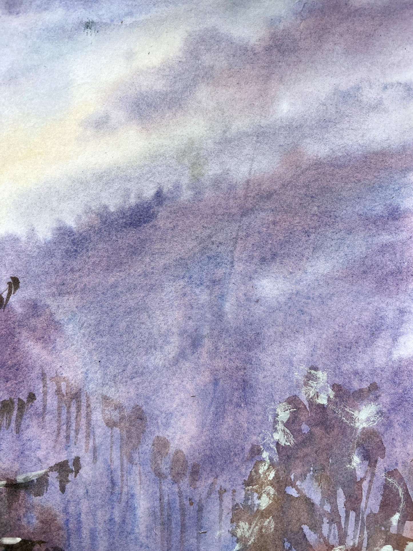 Gouache painting Winter Nature Landscape 