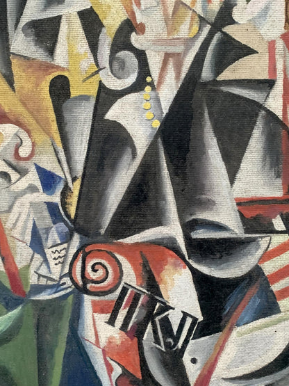 Vibrant abstract oil painting Artists thoughts by V. Konotopsky based on Lyubov Popova