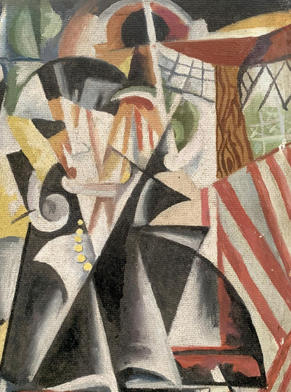 Abstract oil painting Artist’s thoughts by V. Konotopsky based on Lyubov Popova