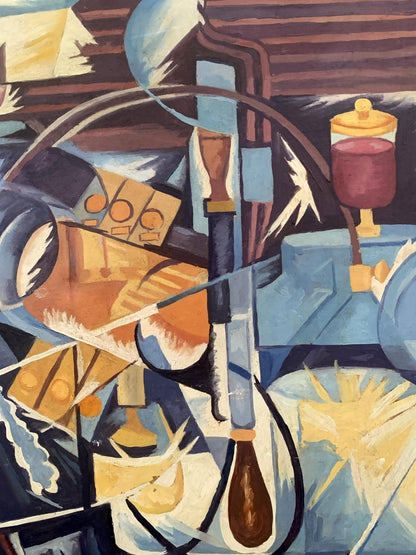 Abstract cubist oil painting Ethereal Space by V. Konotopsky
