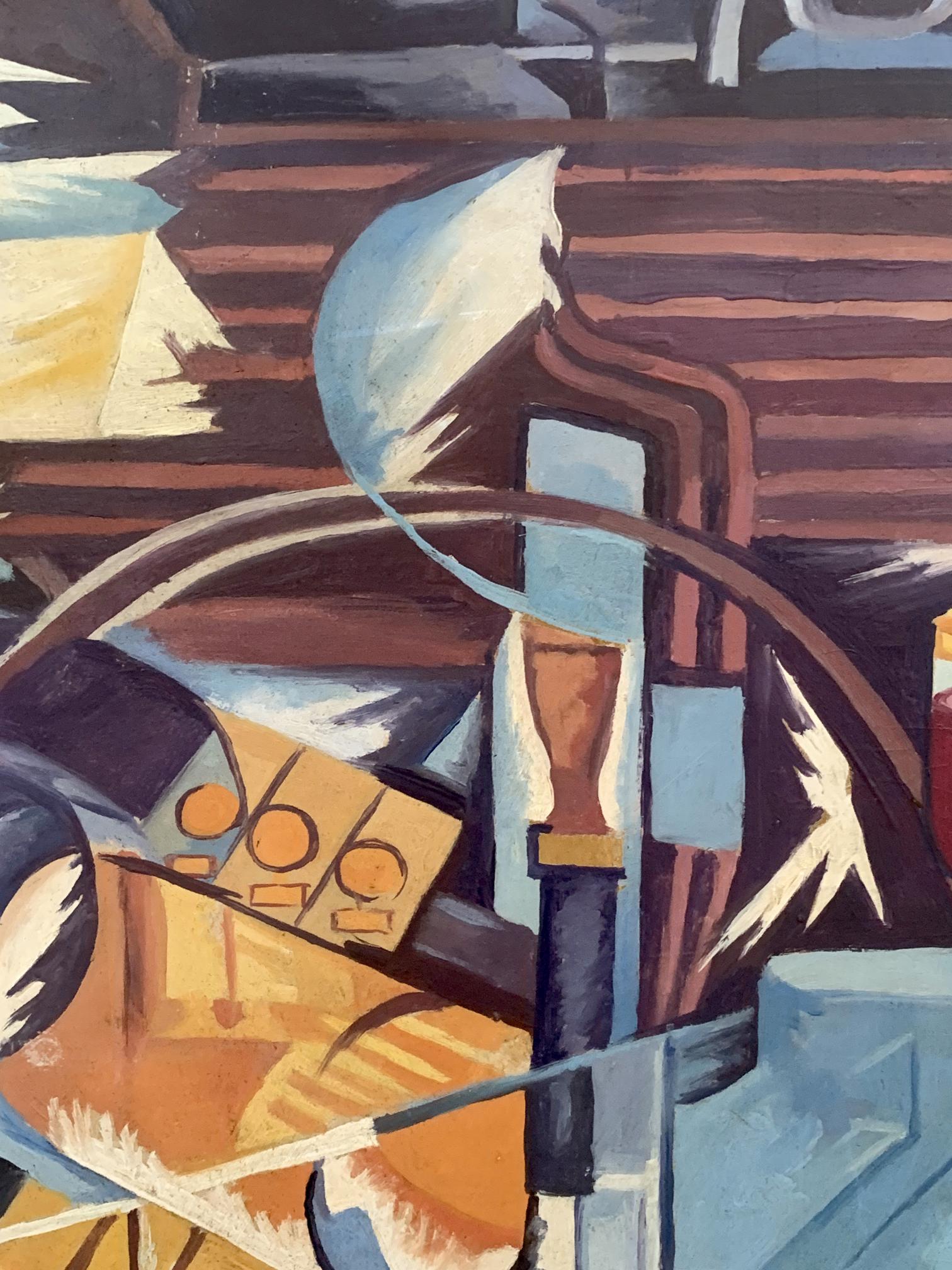 Abstract oil painting Ethereal Space by V. Konotopsky, bold geometric shapes