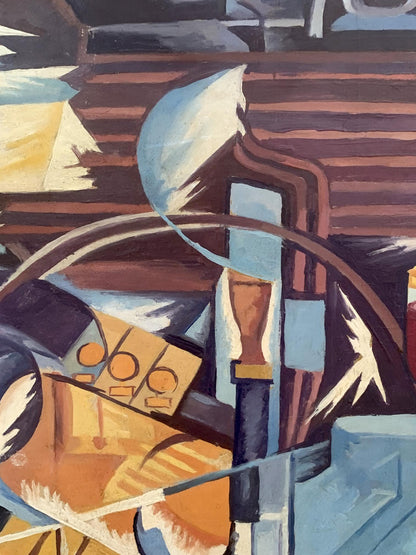 Abstract oil painting Ethereal Space by V. Konotopsky, bold geometric shapes