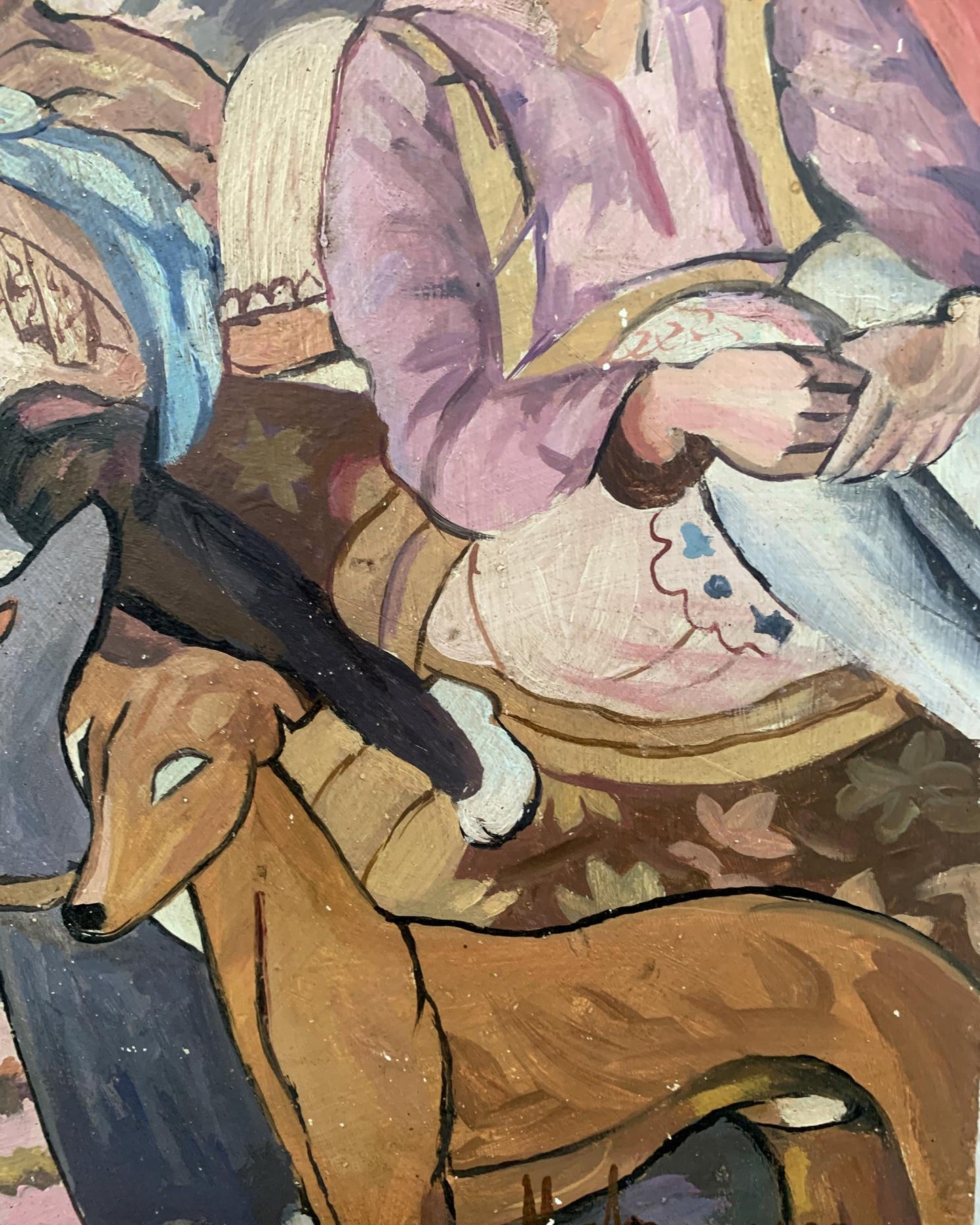 Impressionistic brown fox in Abstract oil painting Picnic by V. Konotopsky