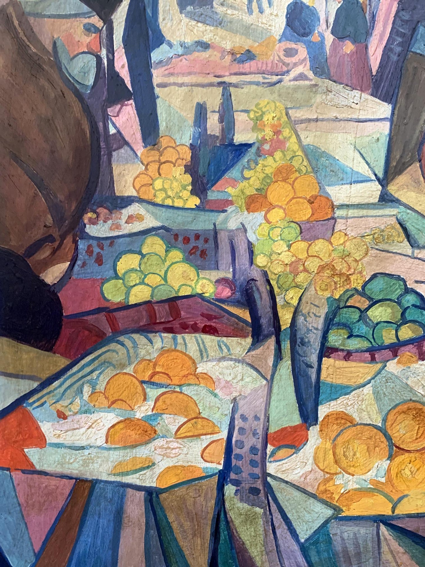 Abstract oil painting Kyiv by V. Konotopsky: vibrant fruit market