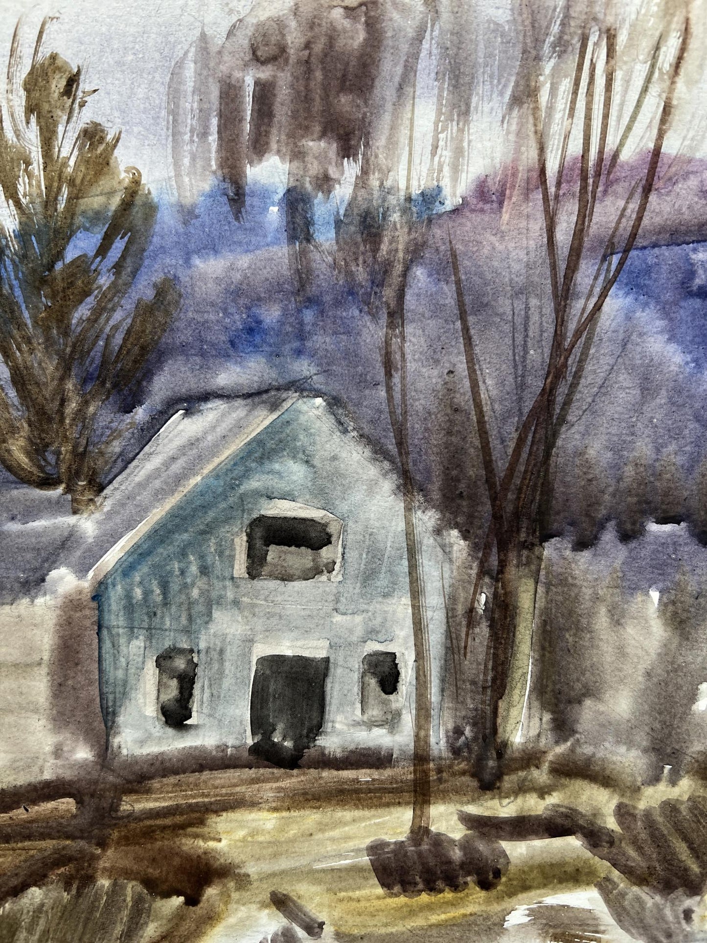 Watercolor painting Railway 