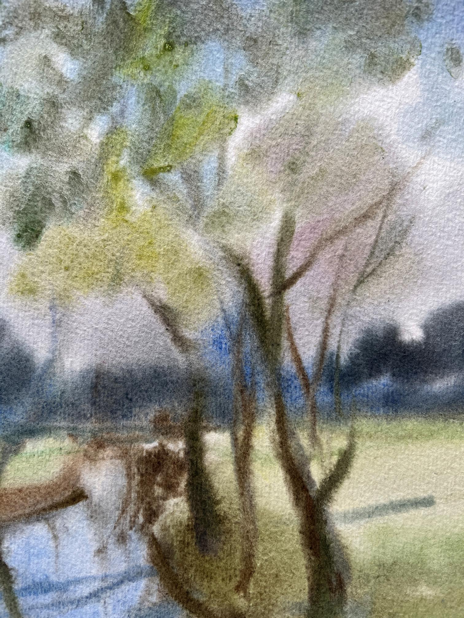 Watercolor painting Spring Nature Landscape 