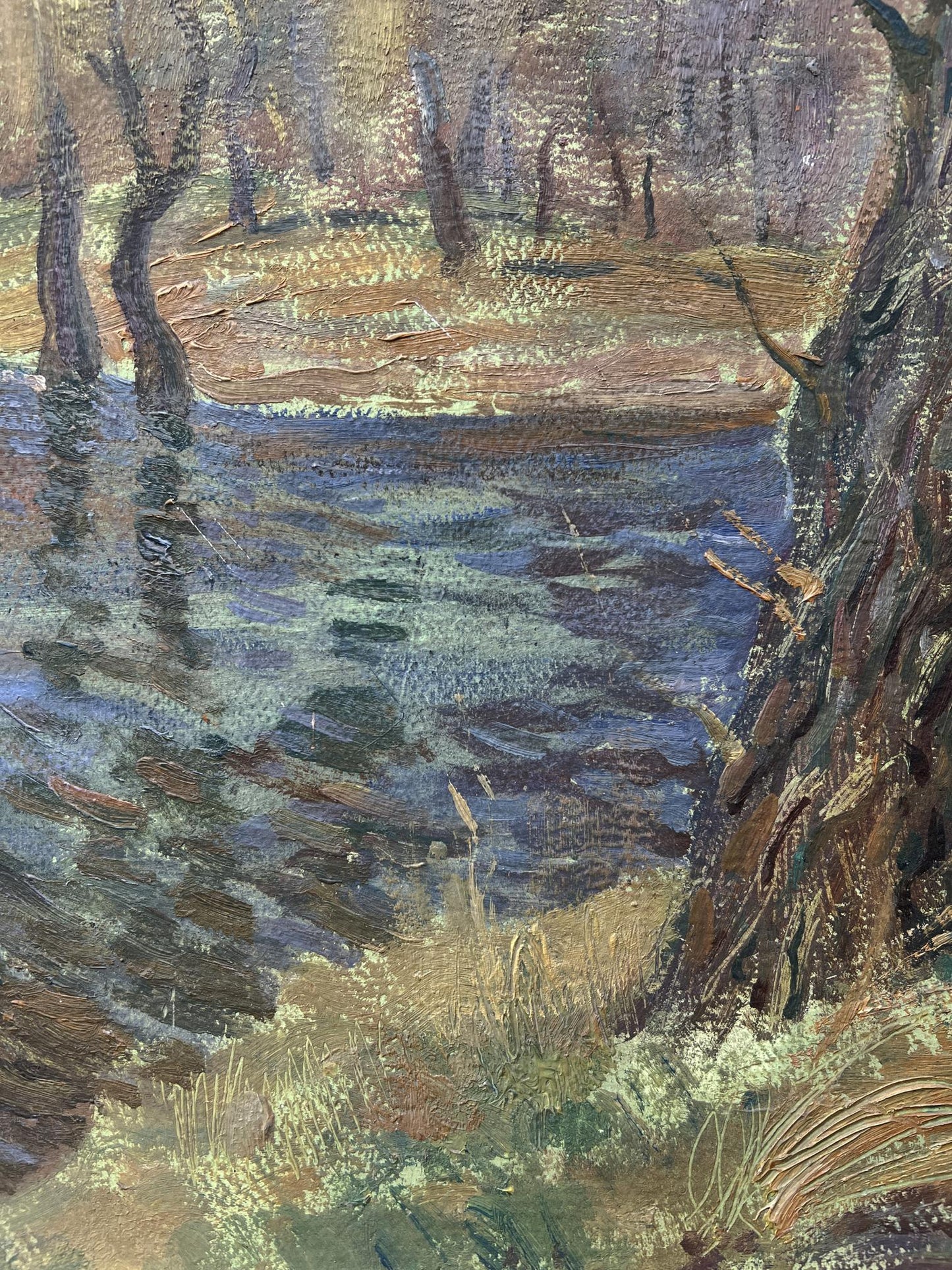 Oil painting Spring River Landscape 