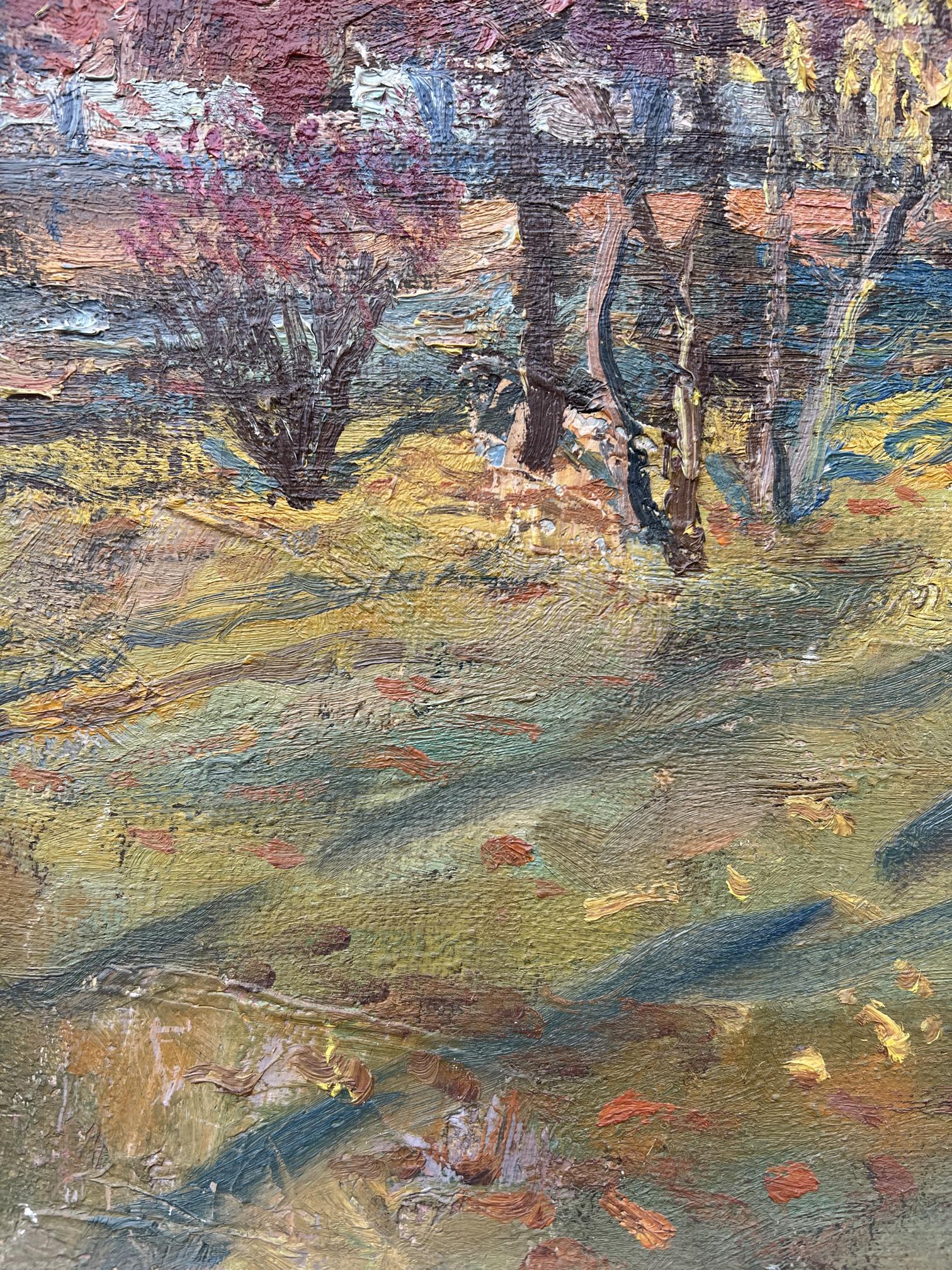 Oil painting Autumn City park 