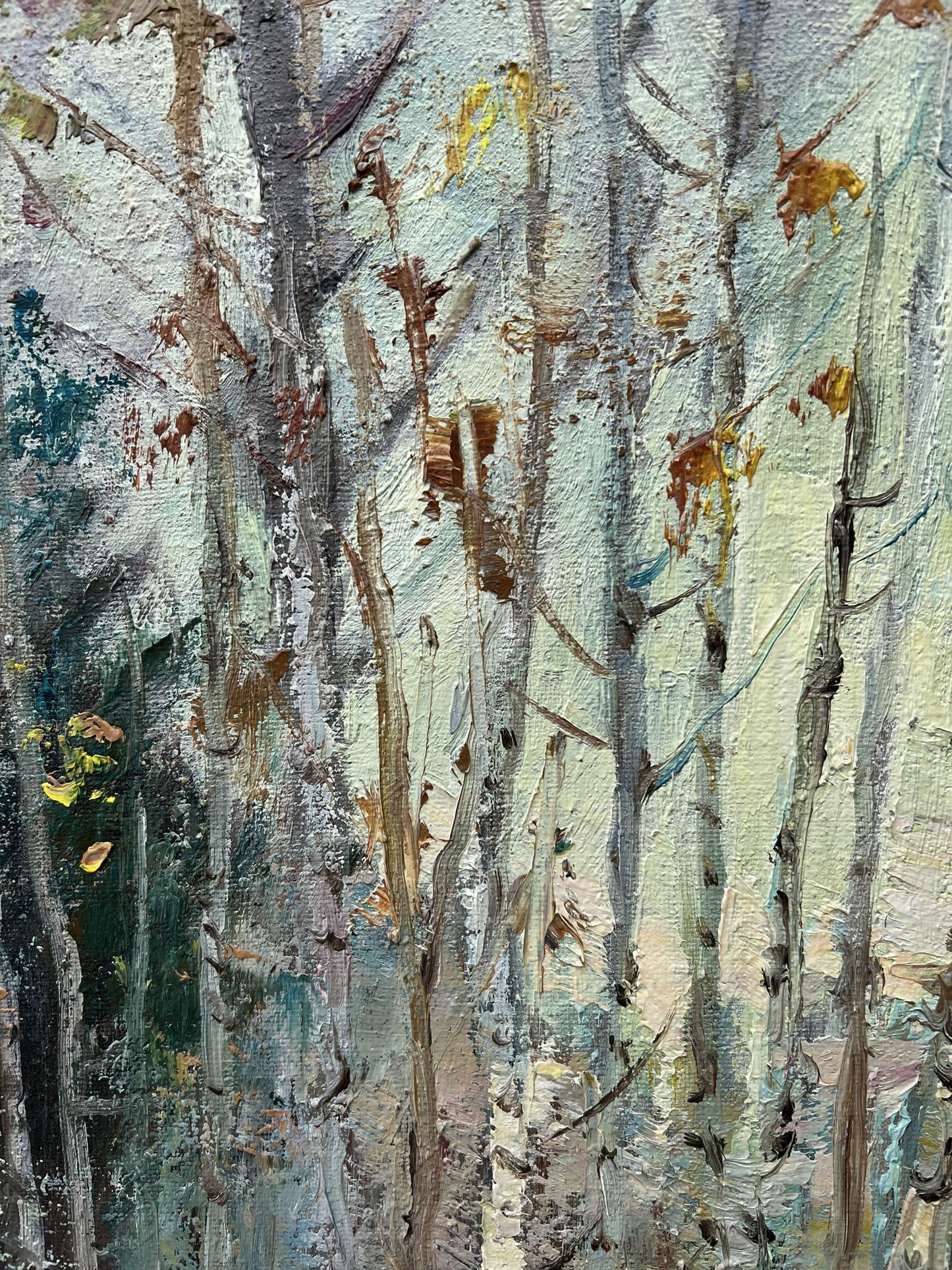 Oil painting Winter Forest Landscape 