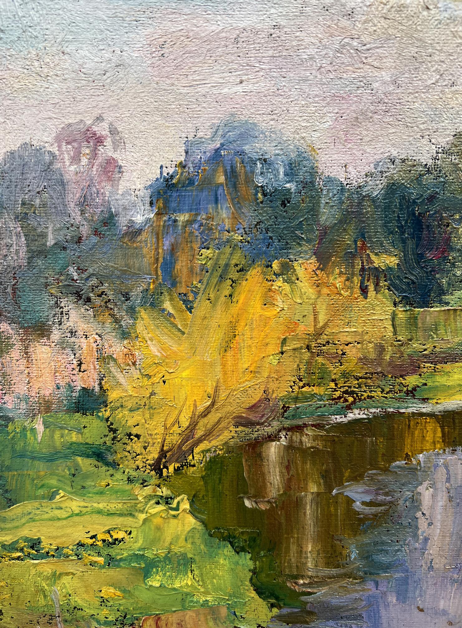 Oil painting Summer river 