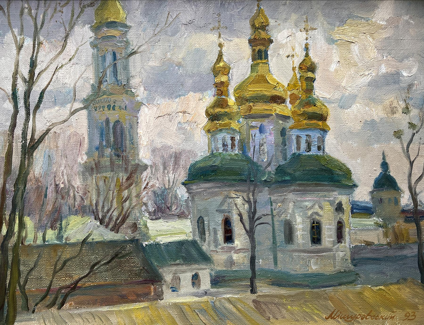 Oil painting Spring in Lavra V. Mishurovsky