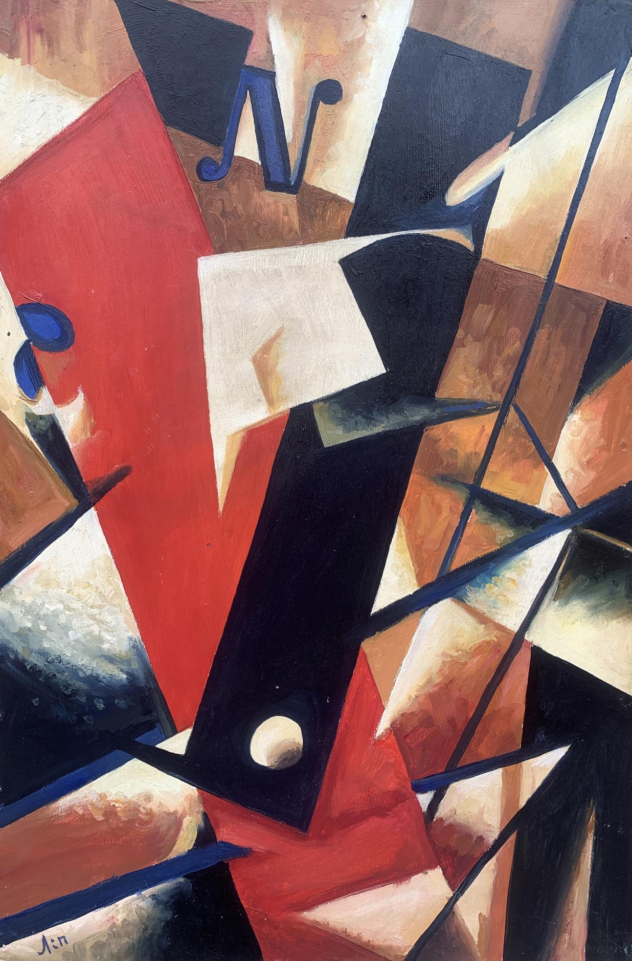 Abstract oil painting Cubic Mood by Victor Konotopsky inspired by Lyubov Popova