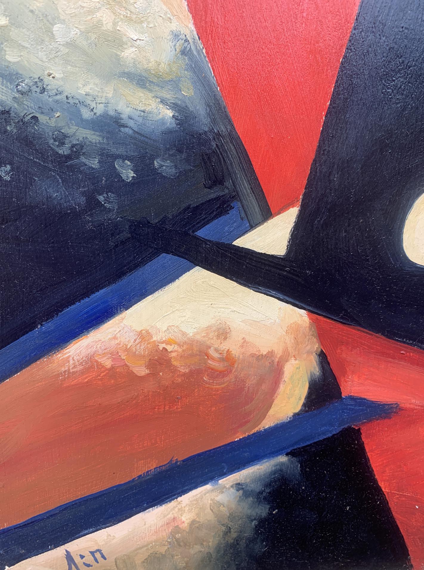 Abstract oil painting Cubic mood by Victor Konotopsky inspired by Lyubov Popova