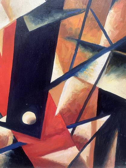 Abstract oil painting Cubic Mood by Victor Konotopsky inspired by Lyubov Popova