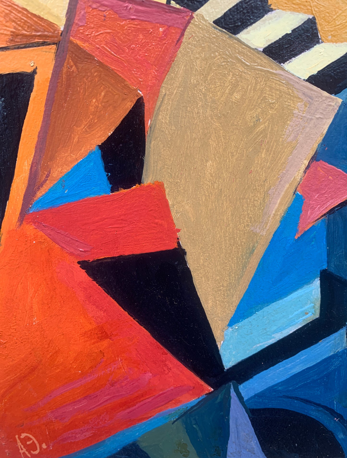 Vibrant abstract oil painting City Life by Victor Konotopsky inspired by Alexandra Exter