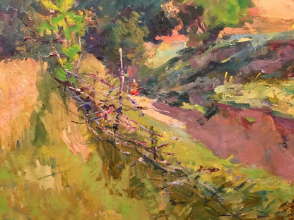 Vibrant impressionistic oil painting by Glushchenko Nikolai Petrovich of winding path through lush hills