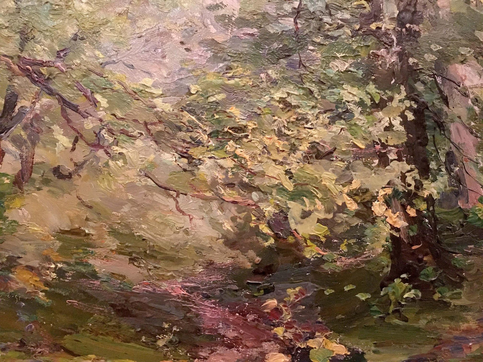 Textured impressionist oil painting of dense forest by Shishko Sergey Fedorovich
