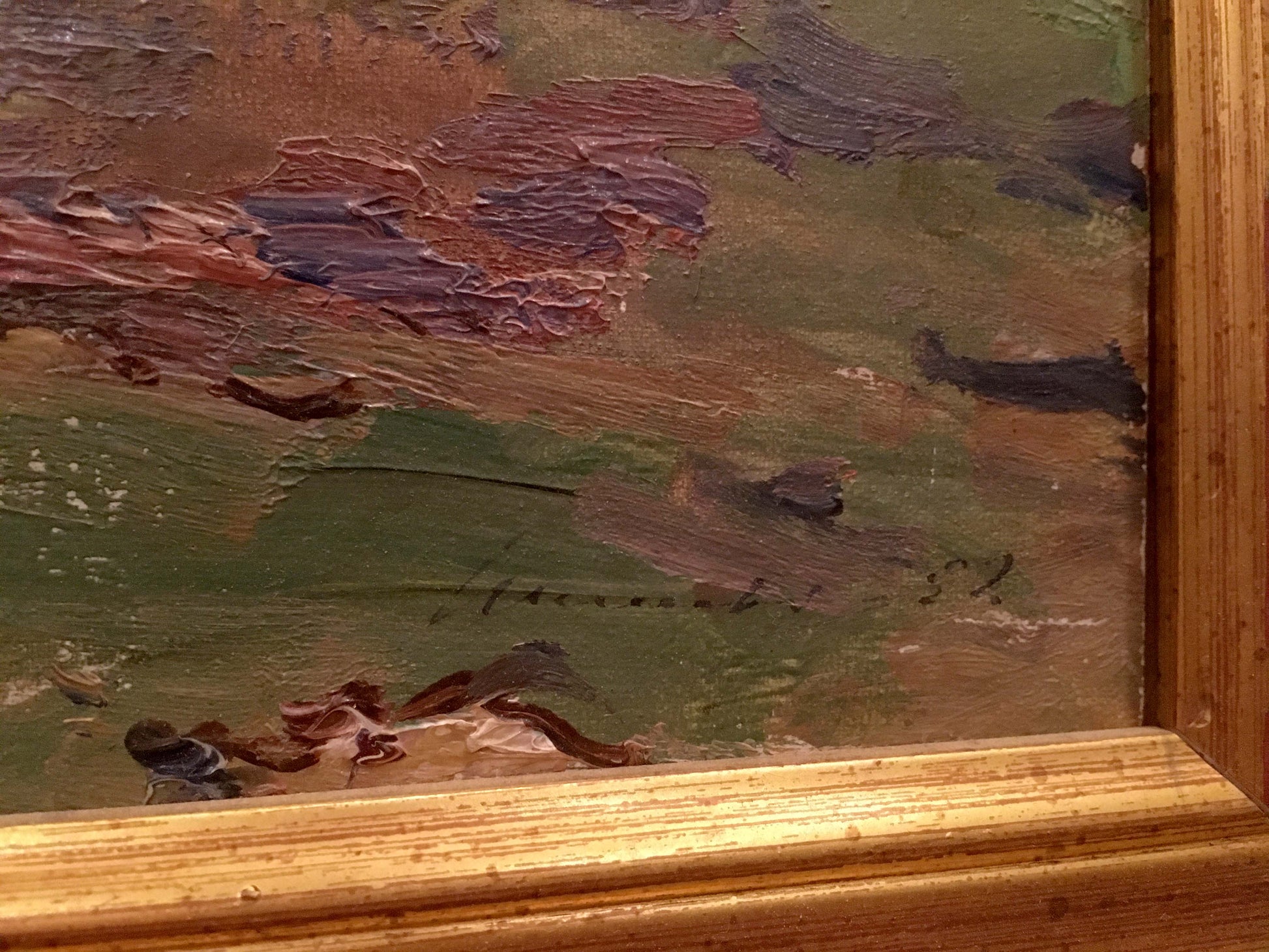 Oil painting of dense forest by Shishko Sergey Fedorovich, impasto greens and browns