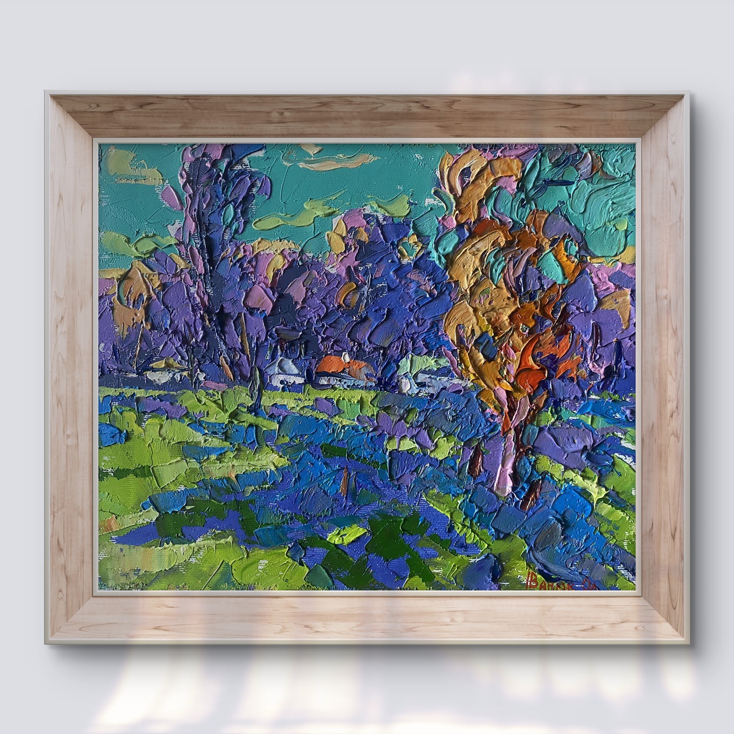 Oil painting Clear morning by Oleksiy Ivanyuk in light wood frame