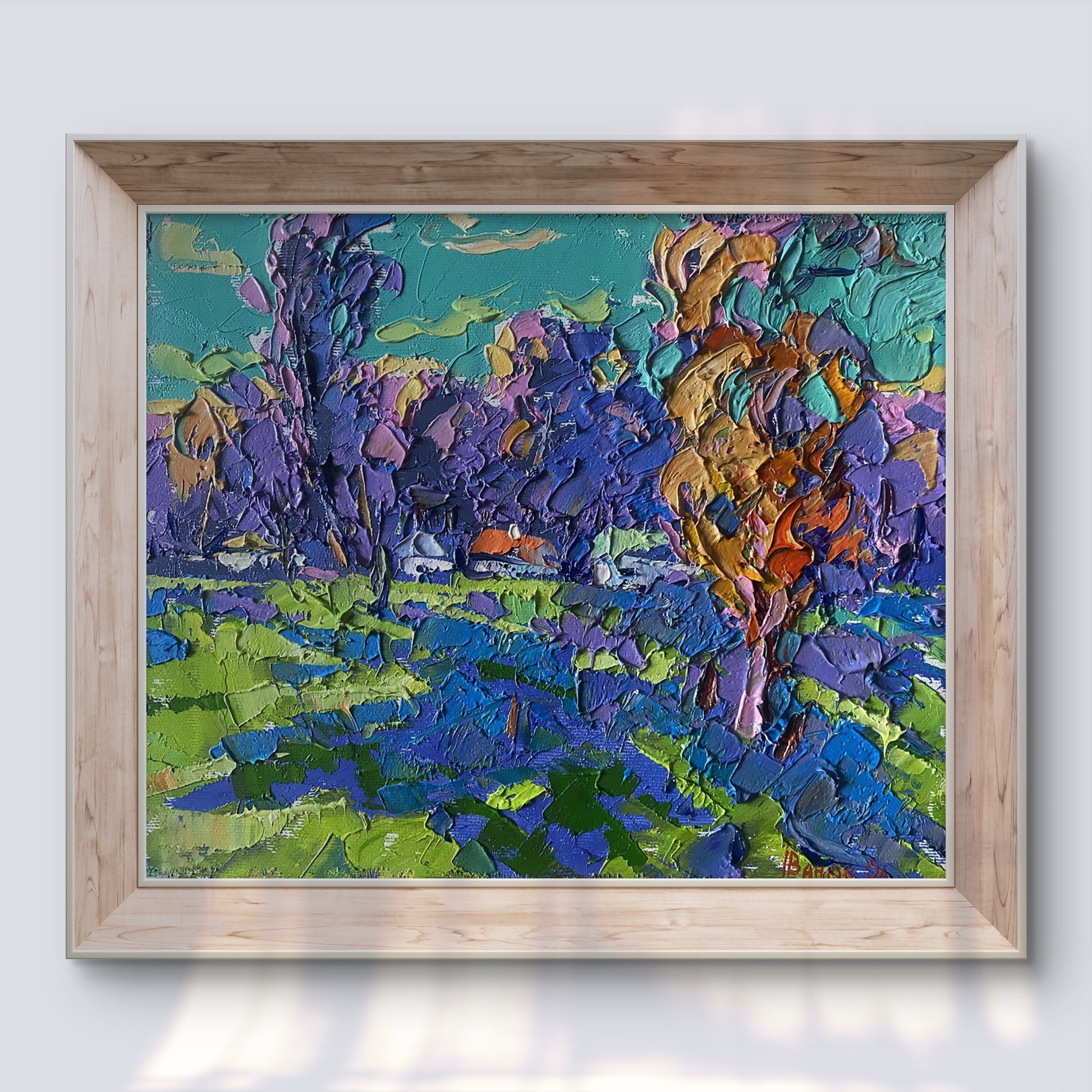 Oil painting Clear morning by Oleksiy Ivanyuk in light wood frame