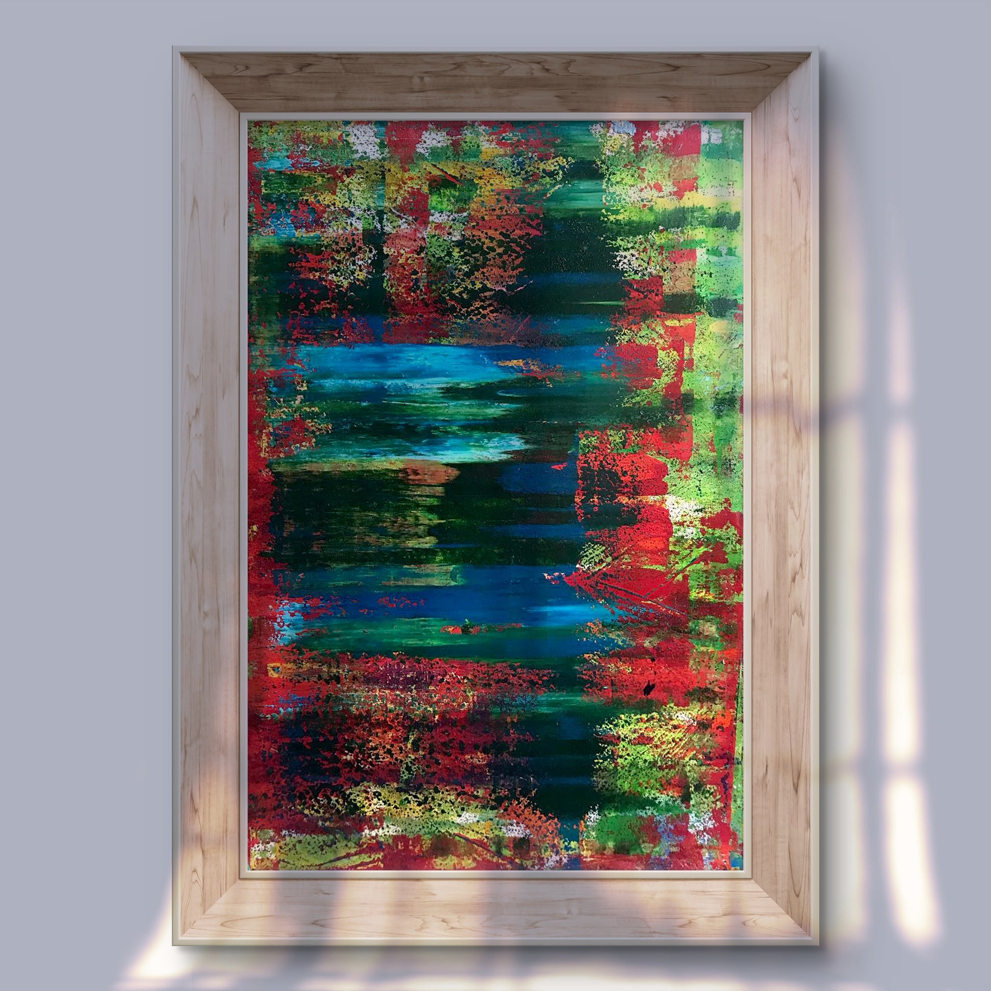 Acrylic painting Autumn speed by Melezhik Olga in light wood frame