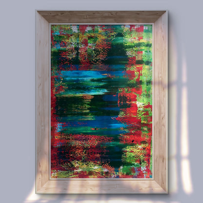 Acrylic painting Autumn speed by Melezhik Olga in light wood frame