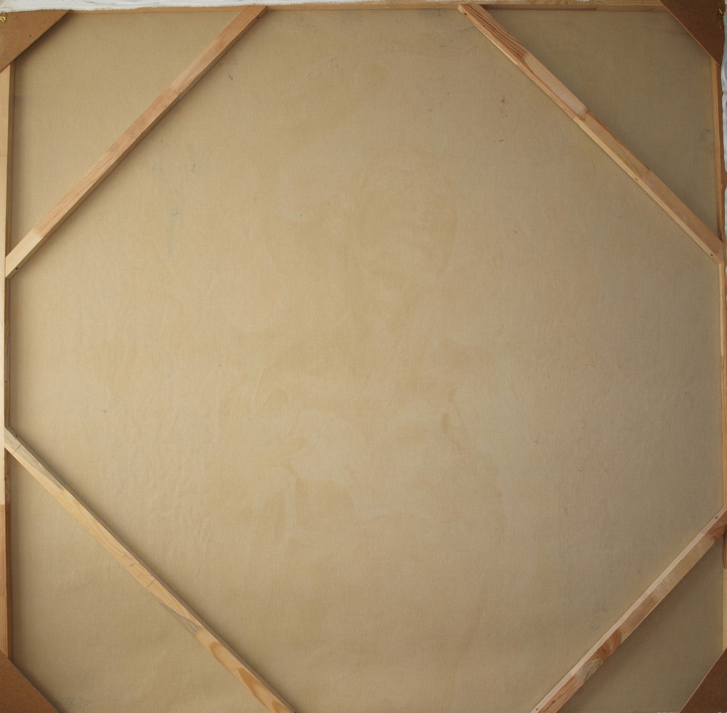 Back of Oil painting Agnihotra by Konsta G. Amelinn with octagonal stretcher bars