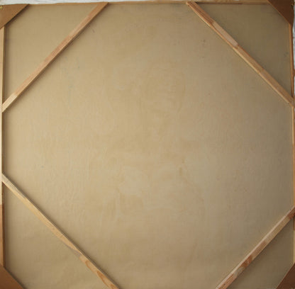 Back of Oil painting Agnihotra by Konsta G. Amelinn with octagonal stretcher bars