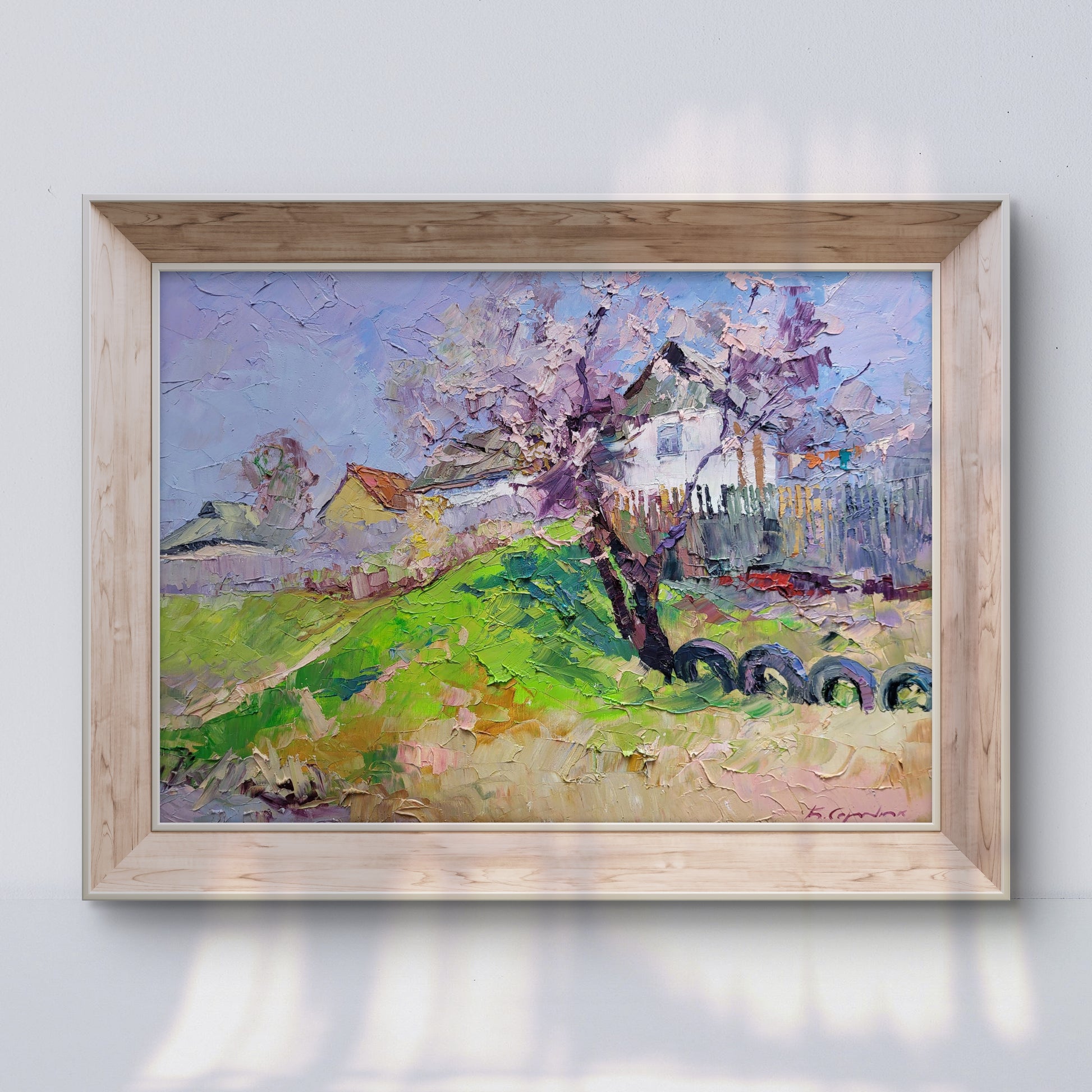 Oil painting The magic of spring by Boris Serdyuk, vibrant impressionistic countryside scene