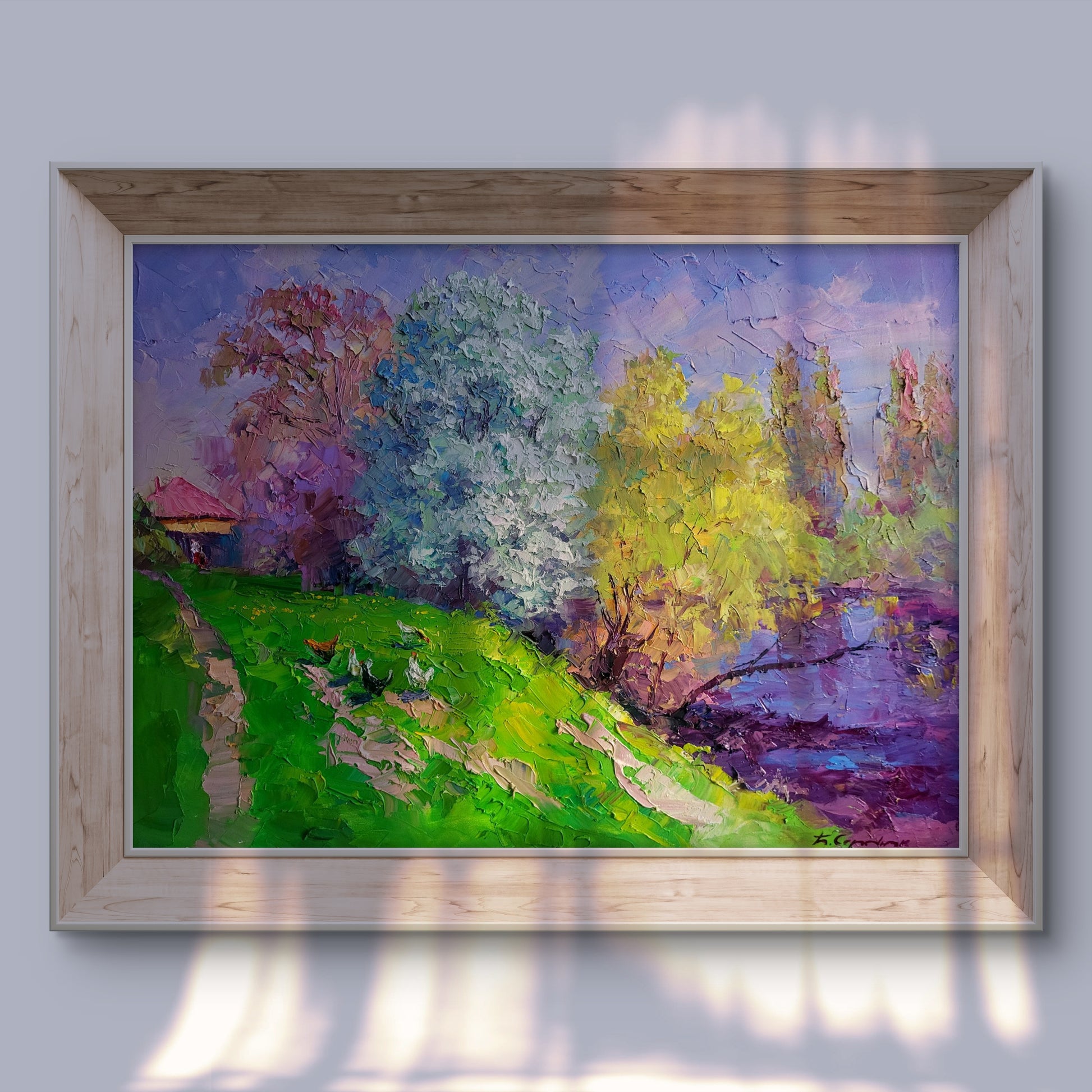 Oil painting Spring has come by Boris Serdyuk in light wood frame