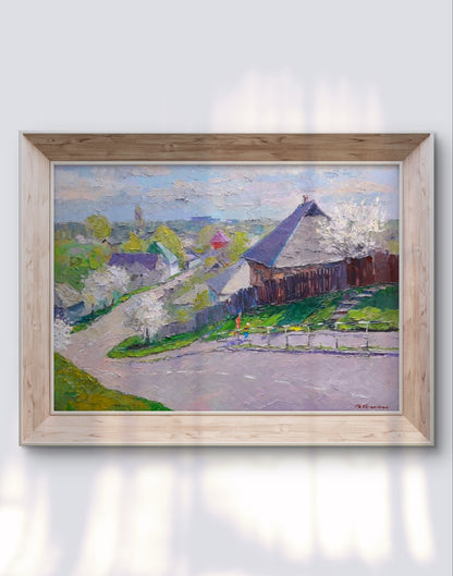 Oil painting Spring colors by Serdyuk Boris Petrovich village scene