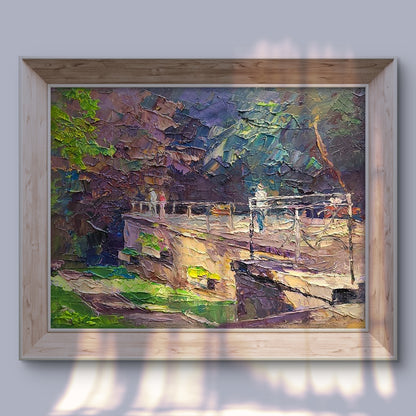 Oil painting Near the Healing Spring by Serdyuk Boris Petrovich in wood frame