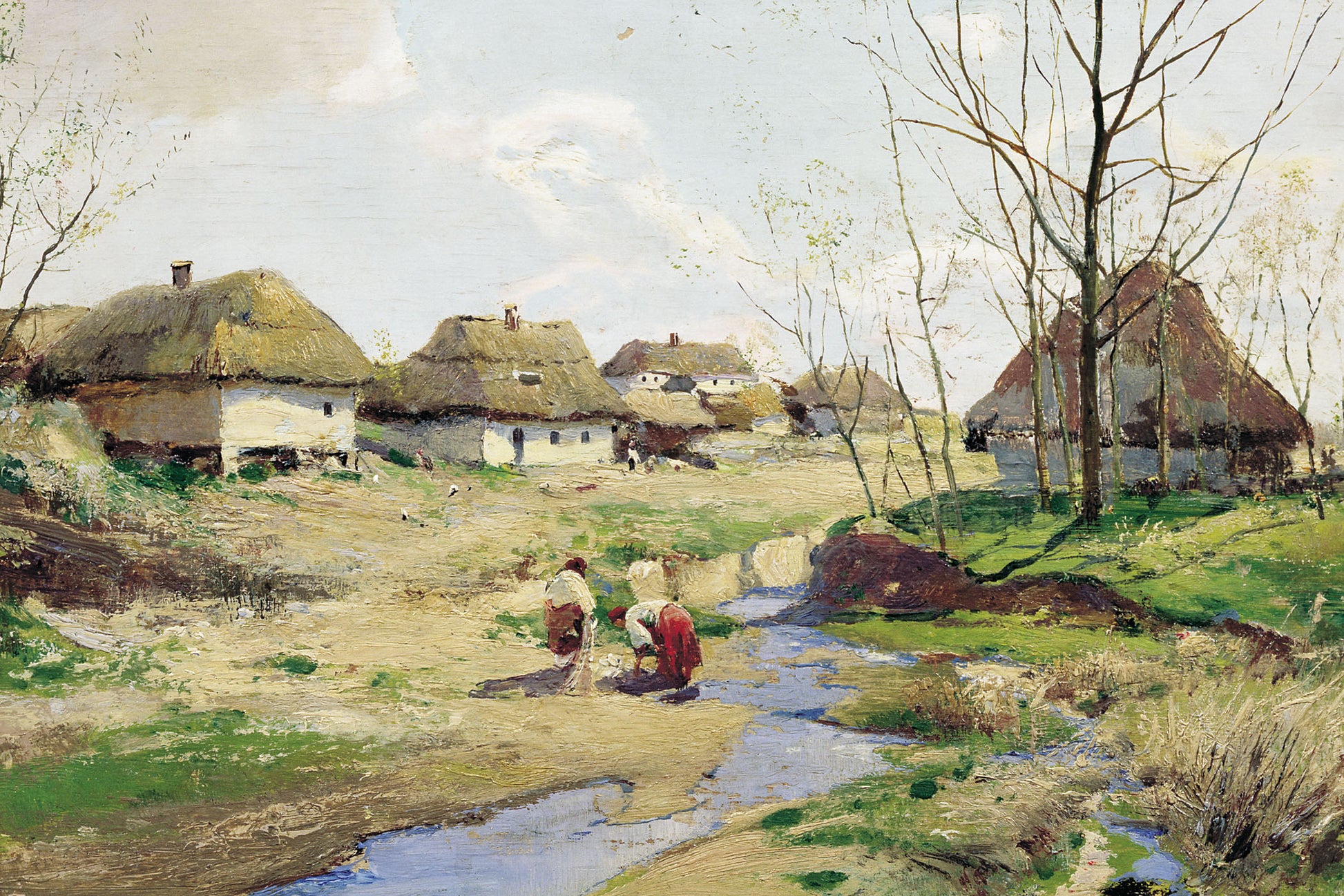 Rare Vasylkivsky Serhii impressionistic rustic village landscape painting