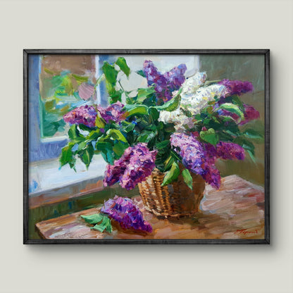 Vibrant oil painting Lilac by the Window by Pereta Vyacheslav
