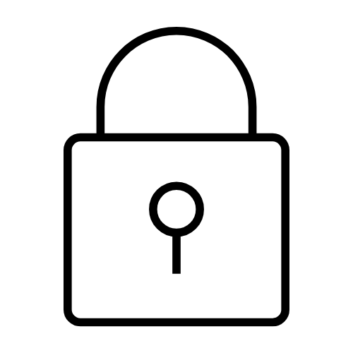 Black outline padlock icon with keyhole design.