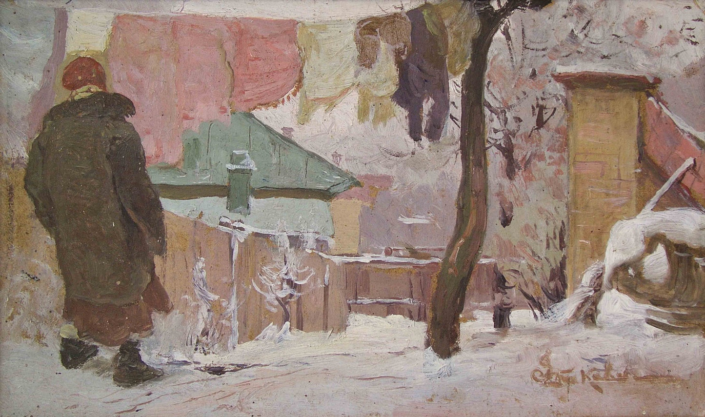Museum-quality snowy winter scene oil painting by Ivan Izhakevych