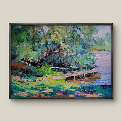 Oil painting A Fallen Poplar by Serdyuk Boris Petrovich in dark frame
