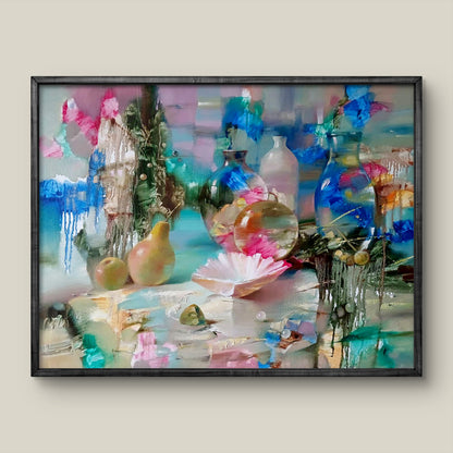 Abstract oil painting White shell by Anatoly Tarabanov in black frame