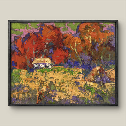 Oil painting Autumn Crimson by Alex Ivanyuk in black frame