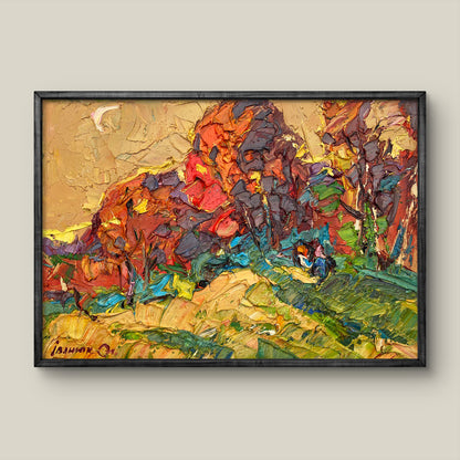 Oil painting On the hill by Ivanyuk Alex in black frame