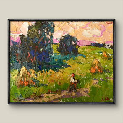 Oil painting At noon by Alex Ivanyuk in black frame