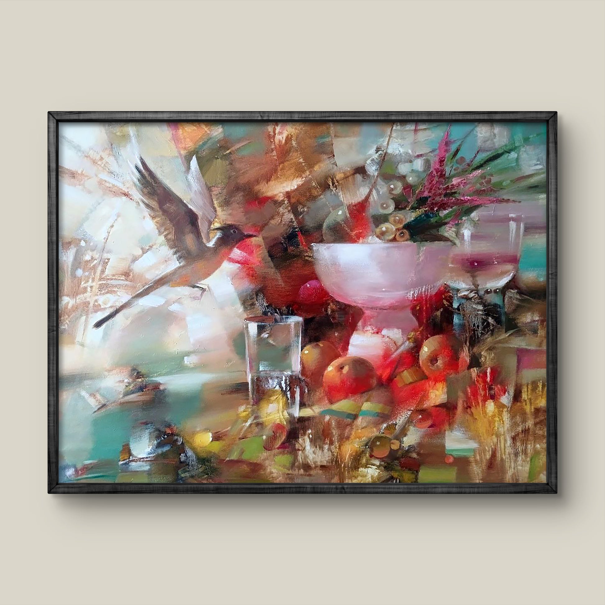 Abstract oil painting Bright morning by Anatoly Tarabanov in dark frame