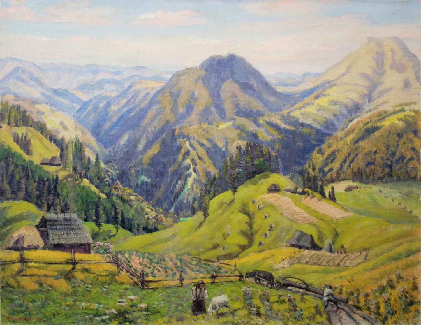 Fedir Manailo original serene mountain landscape painting