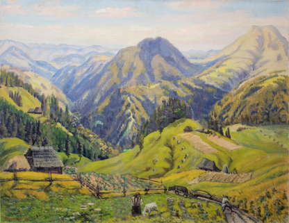 Fedir Manailo original serene mountain landscape painting