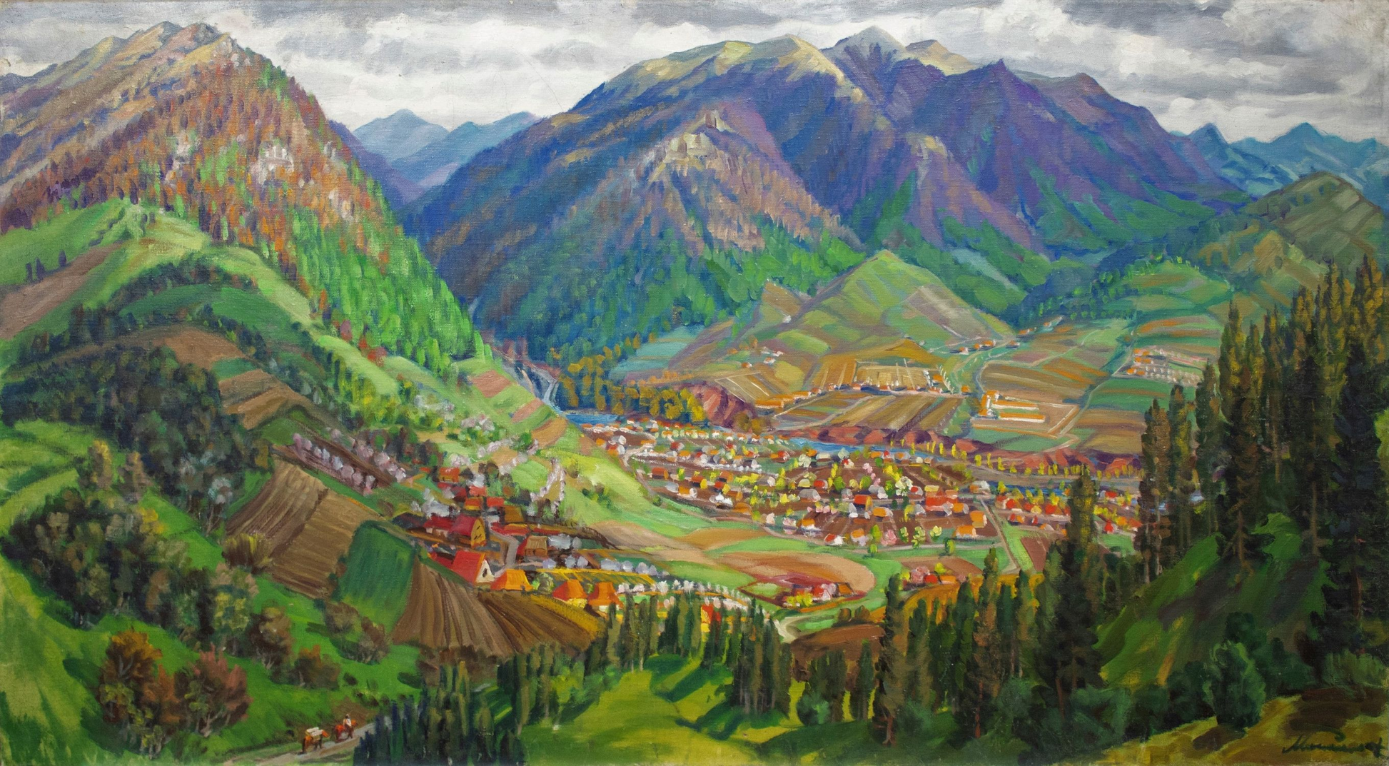 Fedir Manailo original vibrant mountain valley painting