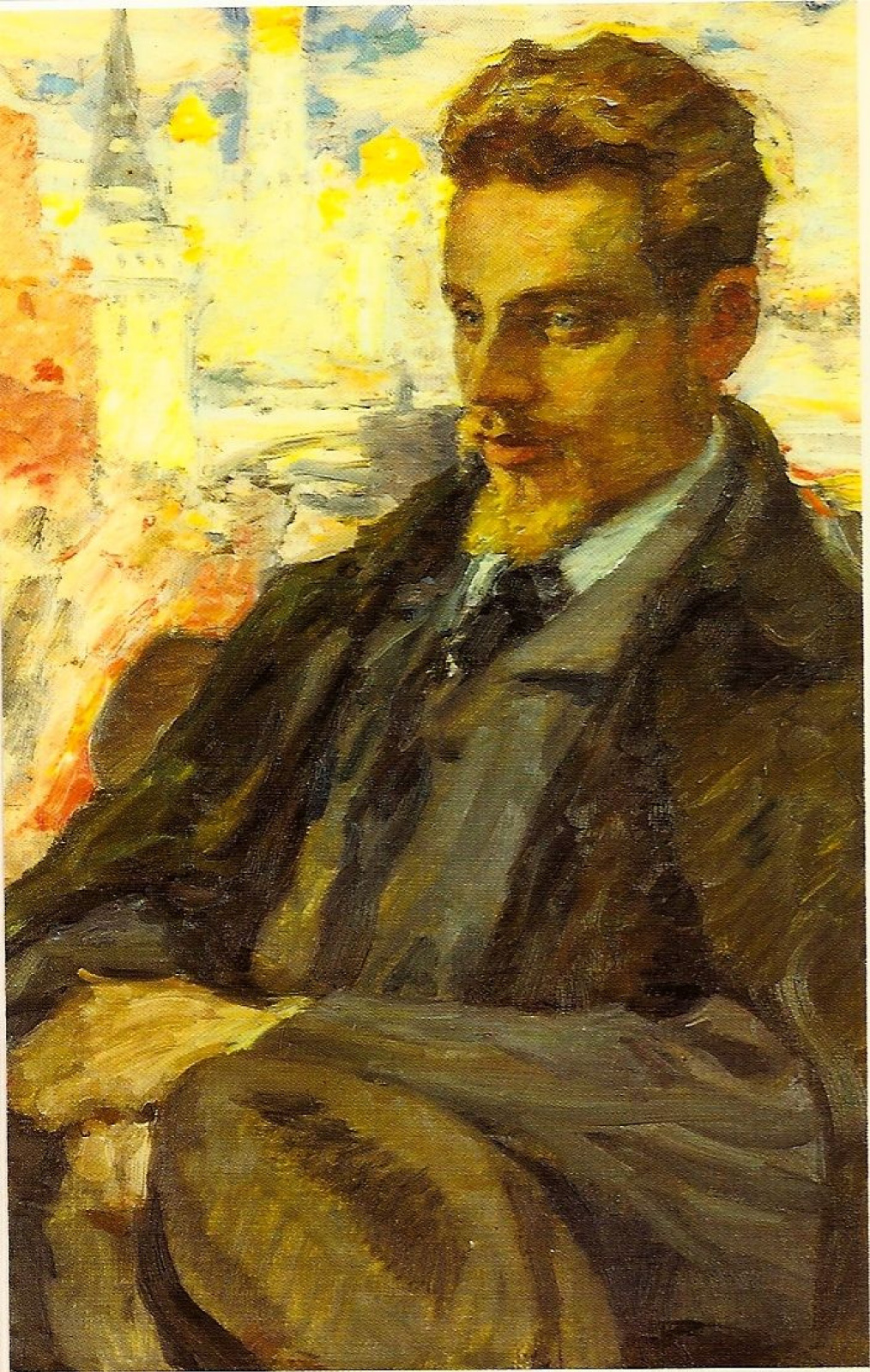 Oleksandr Murashko portrait of man in dark suit and tie, Ukrainian Impressionism collectible